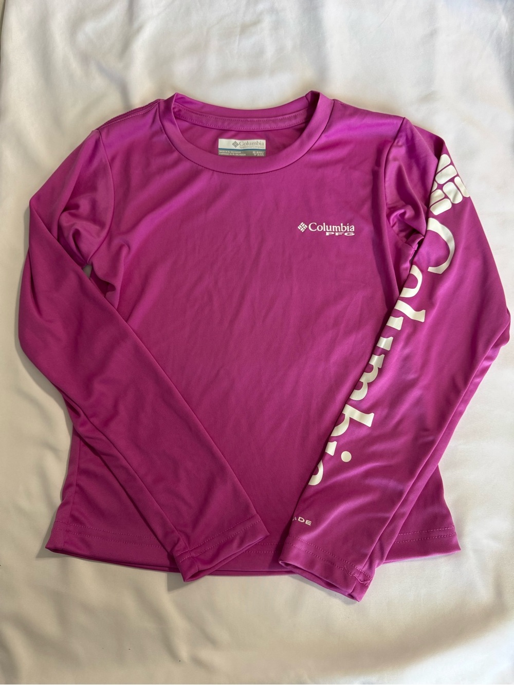 Columbia Long Sleeve Performance Top - Magenta with White Logo